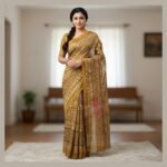 Mustard Gold Hand-Block Printed Cotton Mul Saree