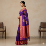 Royal Purple & Gold Banarasi Silk Saree - Image 2