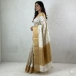 Elegant Ivory & Gold Banarasi Silk Saree - Image 2