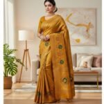 Elegant Mustard Gold Banarasi Silk Saree