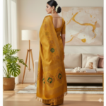 Elegant Mustard Gold Banarasi Silk Saree - Image 3