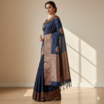 Elegant Midnight Blue Banarasi Silk Saree - Image 2