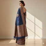 Elegant Midnight Blue Banarasi Silk Saree - Image 3