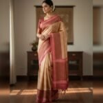 Vintage Blush & Maroon Geometric Silk Saree
