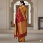 Timeless Elegance Crimson & Gold Banarasi Silk Saree - Image 3