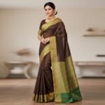 Elegant Coffee Brown Cotton Silk Saree with Gold Zari Border