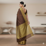 Elegant Coffee Brown Cotton Silk Saree with Gold Zari Border - Image 3