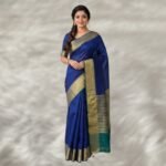 Elegant Royal Blue Silk Saree with Antique Gold Zari