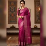 Deep Magenta Silk Saree with Broad Zari Border
