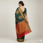 Elegant Bottle Green Banarasi Silk Saree with Contrast Red Pallu - Image 3