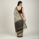 Vintage Kalamkari-Inspired Cotton Silk Saree with Contrast Pallu - Image 3