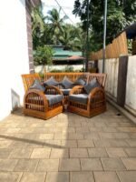 Handcrafted Teak Wood Pagoda-Style Sofa Set (5-Seater) - Image 2