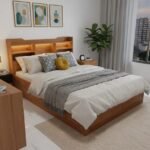 Modern Solid Wood Queen Storage Bed Frame with Integrated Headboard Shelving - Image 4