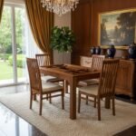 Contemporary Teak-Finish Dining Table