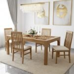 Artisan Oak Slatted Dining Table – Handcrafted Solid Wood with Unique Lattice Inlay