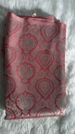 Regal Rose-Pink Banarasi Silk Saree with Antique Gold Zari - Image 4