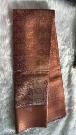 Rust Orange Banarasi Silk Saree with Intricate Gold Zari Weave - Image 5