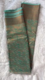 Exquisite Sea-Green & Antique Gold Silk Saree with Traditional Paisley Motif - Image 5
