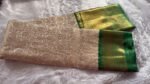 Elegant Cream & Emerald Green Banarasi Silk Saree - Image 4