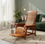 Handcrafted Solid Wood Adjustable Recliner with Extendable Footrest