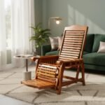 Handcrafted Solid Wood Adjustable Recliner with Extendable Footrest
