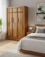 Classic Solid Oak 3-Door Wardrobe with Integrated Storage