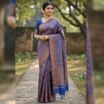Royal Blue Banarasi Silk Saree with Copper Zari Weave