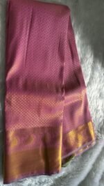 Pink Banarasi Silk Saree with Gold Zari Border - Image 4