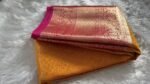Exquisite Mango Yellow & Fuchsia Pink Kanchipuram Silk Saree with Traditional Zari Border - Image 4
