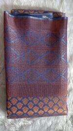 Royal Blue Banarasi Silk Saree with Copper Zari Weave - Image 4