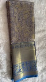 Elegant Blue & Gold Kanchipuram Silk Saree - Image 4