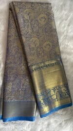 Elegant Blue & Gold Kanchipuram Silk Saree - Image 5