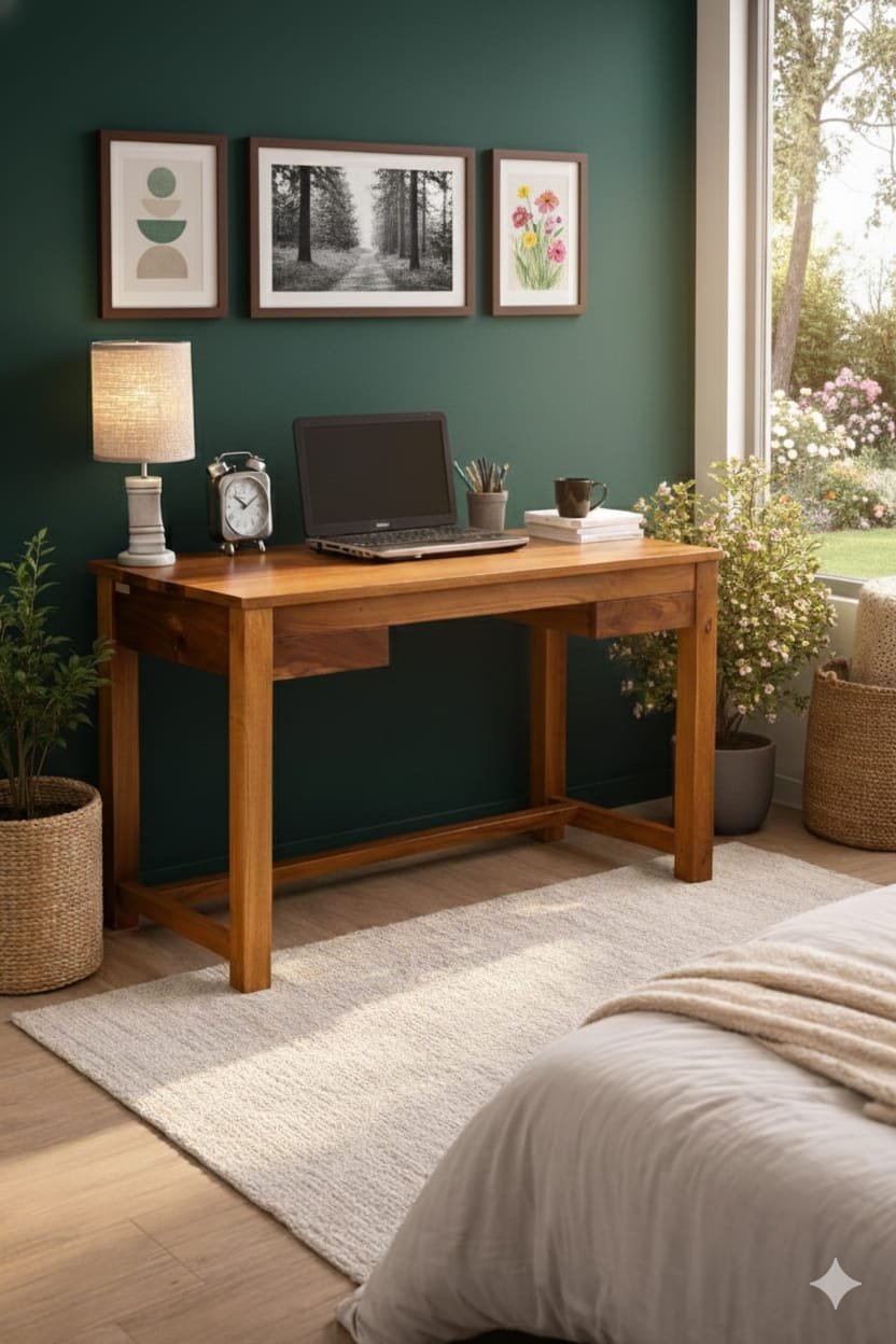 IMG-20260205-WA0011 Solid Wood Minimalist Writing Desk & Computer Table - Image 1