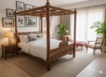 Royal Hand-Carved Teak Wood Four-Poster Bed