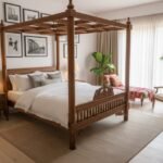 Royal Hand-Carved Teak Wood Four-Poster Bed