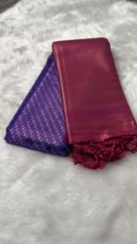 Royal Orchid Purple Kanjivaram Silk Saree with Rose Gold Zari - Image 4