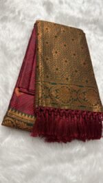 Royal Olive & Antique Gold Banarasi Silk Saree with Zari Brocade - Image 5