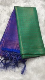 Royal Blue & Gold Banarasi Silk Saree - Image 4