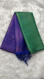 Royal Blue & Gold Banarasi Silk Saree - Image 5