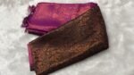 Regal Midnight Mocha & Plum Brocade Silk Saree - Image 5