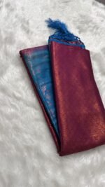 Regal Magenta & Turquoise Kanchipuram Silk Saree - Image 4