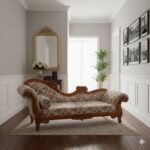 Vintage-Inspired Floral Carved Chaise Longue (Sofa Recamier)