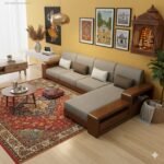 Premium Solid Wood L-Shaped Sectional Sofa with Integrated Storage - Image 3
