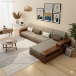 Premium Solid Wood L-Shaped Sectional Sofa with Integrated Storage