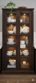 Heritage Solid Wood 2-Door Display Cabinet – Dark Walnut Finish - Image 2
