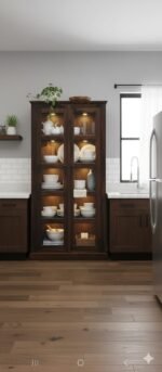 Heritage Solid Wood 2-Door Display Cabinet – Dark Walnut Finish - Image 3
