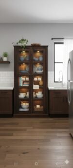 Heritage Solid Wood 2-Door Display Cabinet – Dark Walnut Finish