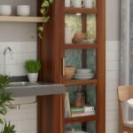 Handcrafted Teak  Wood Single-Door Crockery Cabinet – Honey Finish