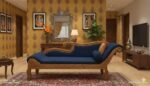 Royal Hand-Carved Teak Wood Chaise Lounge in Navy Blue - Image 2