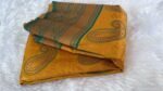 Radiant Mustard Yellow & Emerald Green Paisley Silk Saree - Image 5